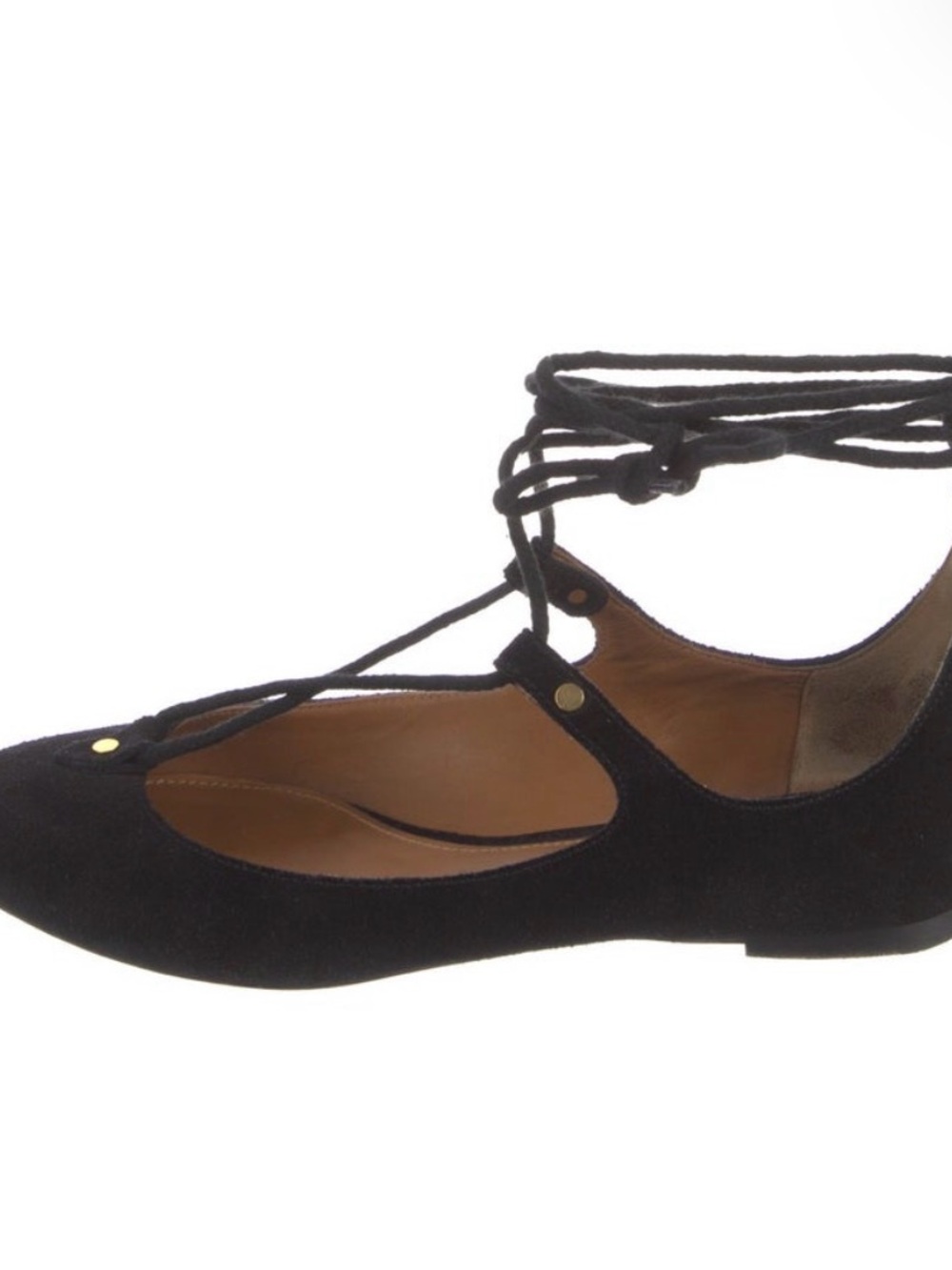Chloé Black Suede Lace-Up Ballet Flat - Picture 2 of 3